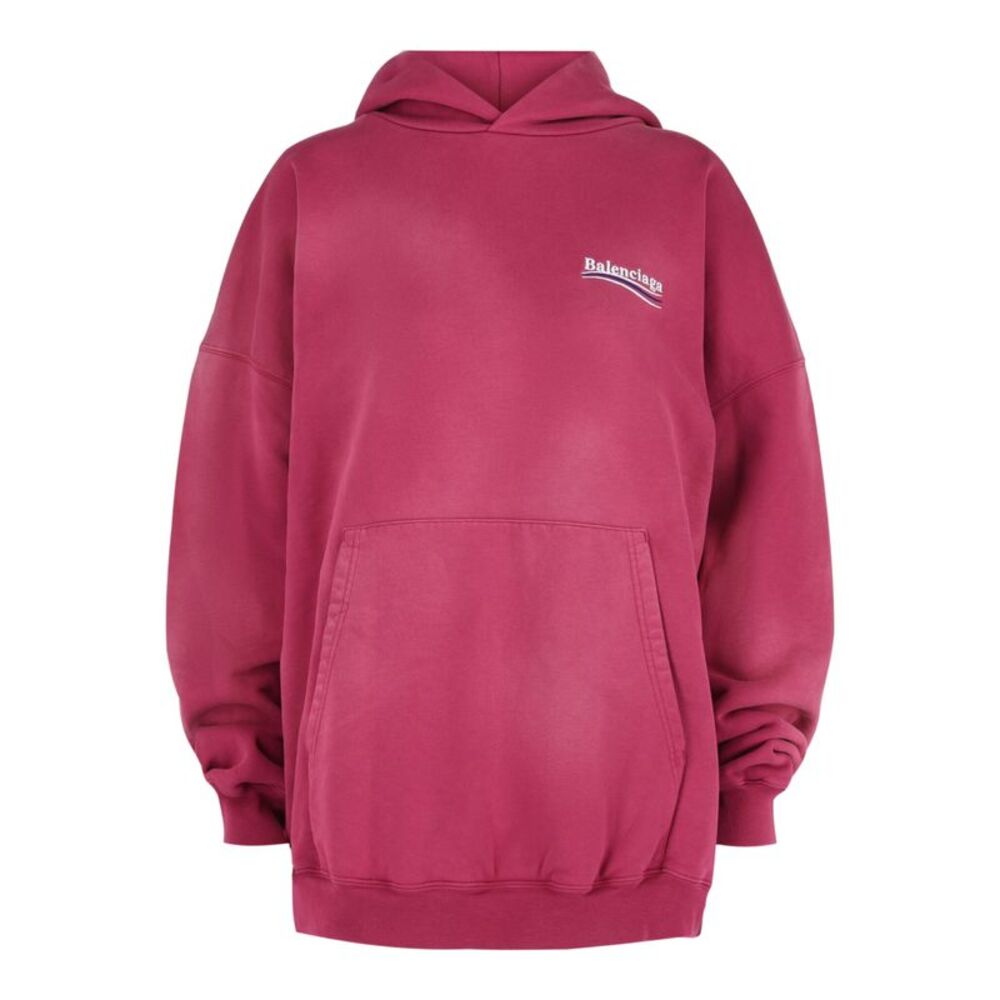Balenciaga Embroidered Campaign Logo Hoodie Purple Womens